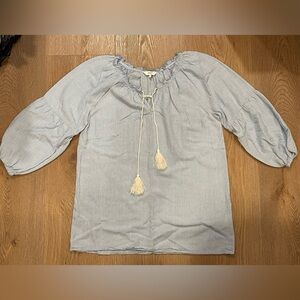 Cotton Trader’s Light Blue and White Striped Women's Blouse, US Size 6